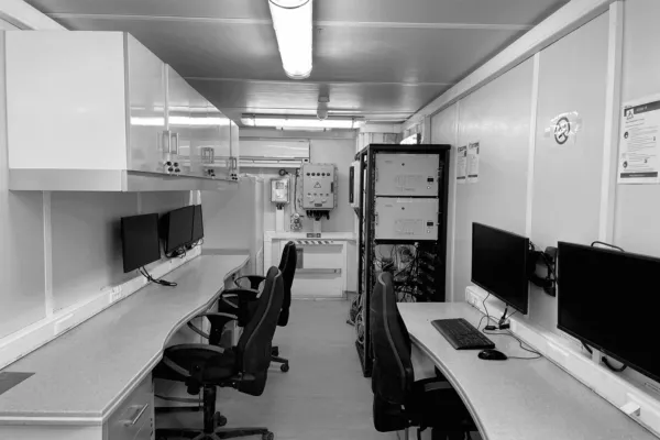 Interior view of a fully equipped Elyteq mud logging laboratory