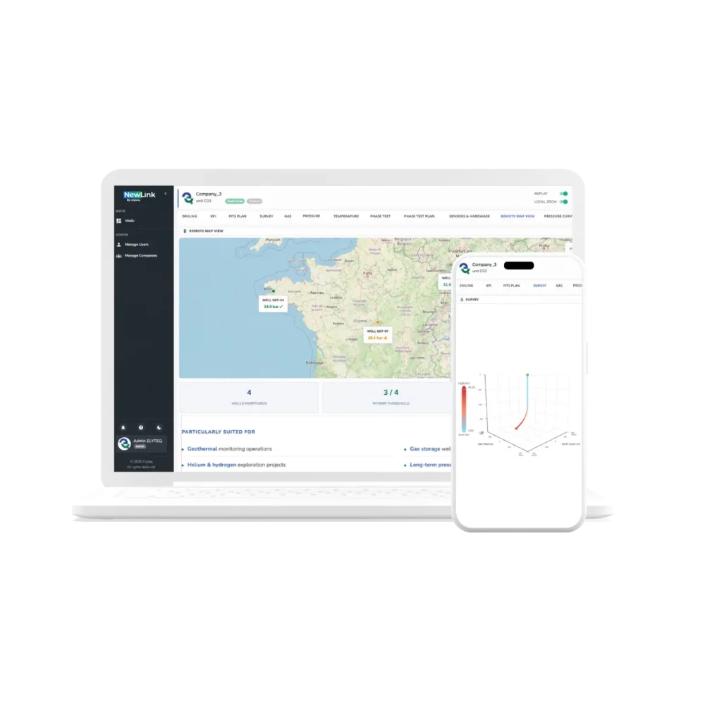 screen setup showing Elyteq real-time drilling software and data visualization